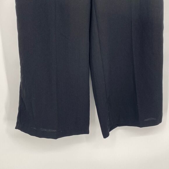 ASOS Georgette Crepe Wide Leg Pants High-Rise Flat Front Side Zip Black 6 - Picture 4 of 12